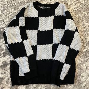 Checkered Knitted Sweater- S